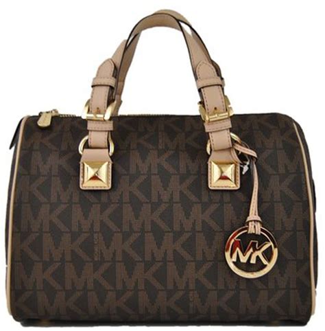 michael kors signature brown pvc large satchel shoulder bag|Michael Kors brown suede purse.